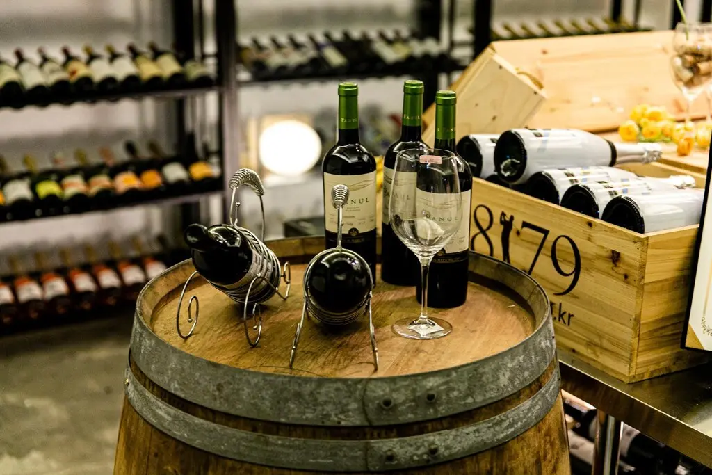 Lounge with wine on display